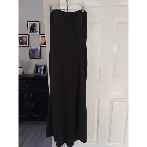 La Femme‎ Strapless Gown Formal Dress Slit Back Detail Black Size 12 - Picture 7 of 16